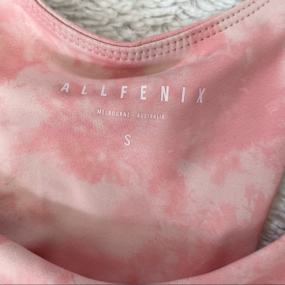 All Fenix High Neck Sport Bra Pink Tie Dye Size S Racerback Yoga Activewear Run - Picture 3 of 6
